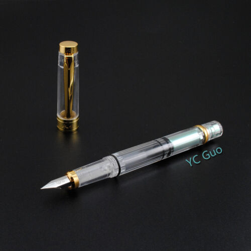 Wing Sung 3008 Transparent Fountain Pen Golden Version Extra Fine Nib 4 Colors