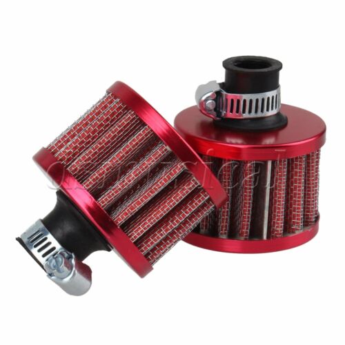 2x 13Mm Red Cone Mini Oil Air Intake Crankcase Vent Valve Cover Breather Filter