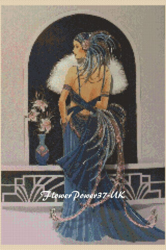 Cross stitch chart  Art Deco Lady  No 12 Flowerpower37-uk FREE UK P/&P......