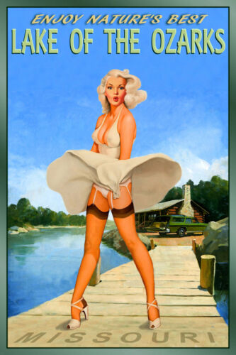 LAKE of the OZARKS Missouri Original Travel Poster Marilyn Pin Up Art Print 224 
