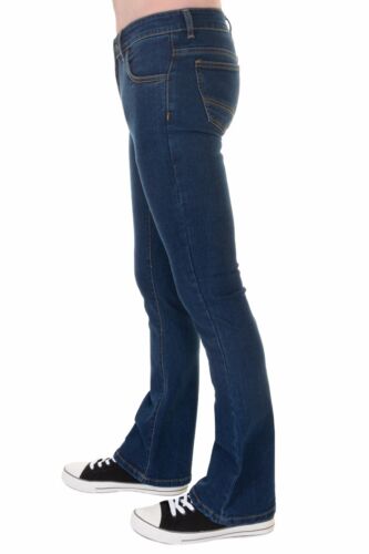 Mens Run & Fly 60s 70s Vintage Blue Stonewash Stretch Denim Slim Bootcut Jeans