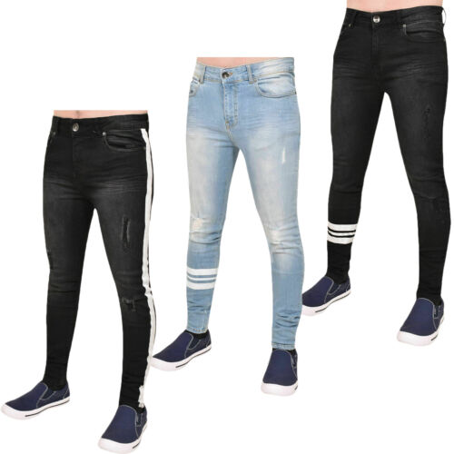 Enzo Hommes Déchiré Skinny Slim Jeans 5 Pocket Extensible Denim Pantalon Pantalon