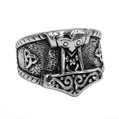 Ring For Men Stainless Steel Thor's Hammer Gothic Punk Rock Biker Jewelry 