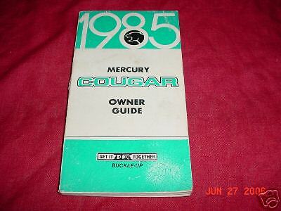 1985 Mercury Cougar Owners Manual