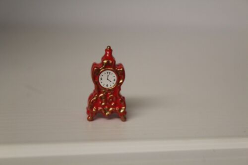 Dolls House Metal Red  Mantel Clock