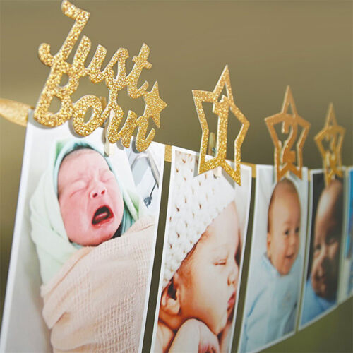 baby growth record 1-12 mouth photo ribbon banner for 1st birthday party HD 