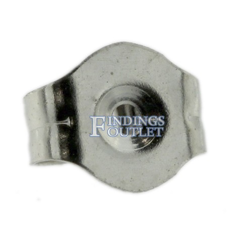 14k White Gold V-End Trillion Stud Earring Mounting Setting Push Back Post