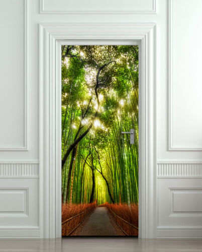 77x200cm Door wall sticker cover bamboo forest green trees way 30x79/"