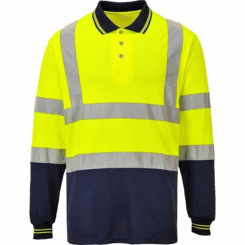 Portwest-bicolore à manches longues Hi-Vis sécurité Workwear Polo Shirt