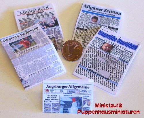 2003# 5 periódicos en miniatura-alemania-casa de muñecas-muñecas Tube-m1zu12