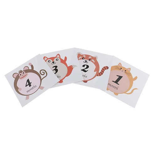 Cute Animal Baby 1-12 Monthly Milestone Sticker Baby Shower Photo Props