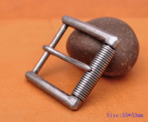 Heavy Strong Solid Antique Silver Prong Pin Roller Buckle For Veg Leather Belt 