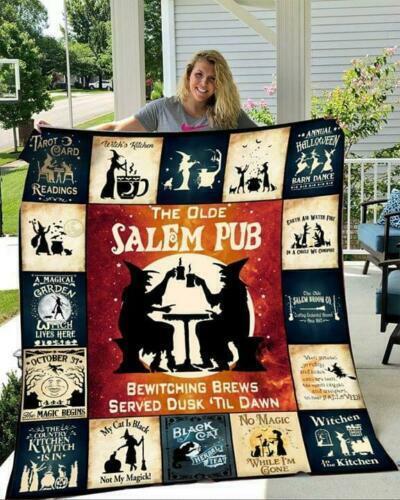 Fleece Blanket Details about   Halloween Witches The Olde Salem Pub Bewitching Brew Quilt 