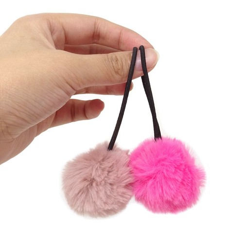 12Pcs Lazo Lindo Del Pelo De La Bola De Pom Pom De Corea Lazos Para El Cabello