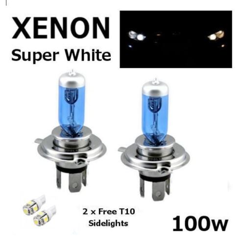 H4 100w SUPERWHITE XENON 472 UPGRADE Headlight Bulbs 12v 501 LED Sidelights