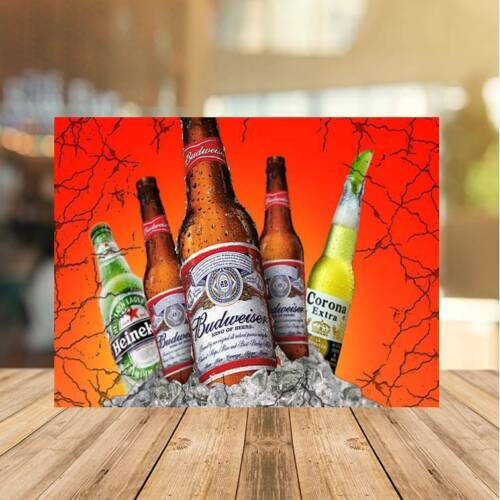 Retro Beer Lager Bottles Bud Corona Metal Sign Plaque Pub Home Bar man cave 