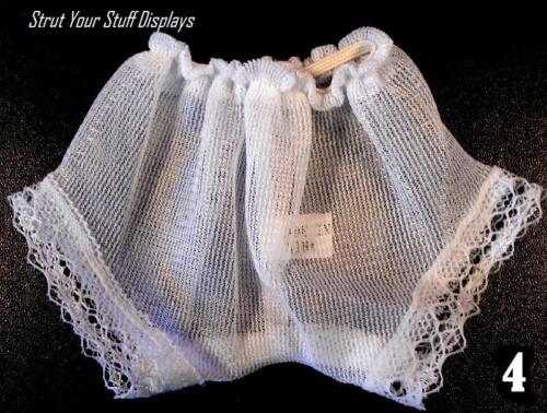 Size 4 WHITE 1 pair SHEER DOLL PANTIES w/Lace Fits 15" 16" tall DOLLS NEW 