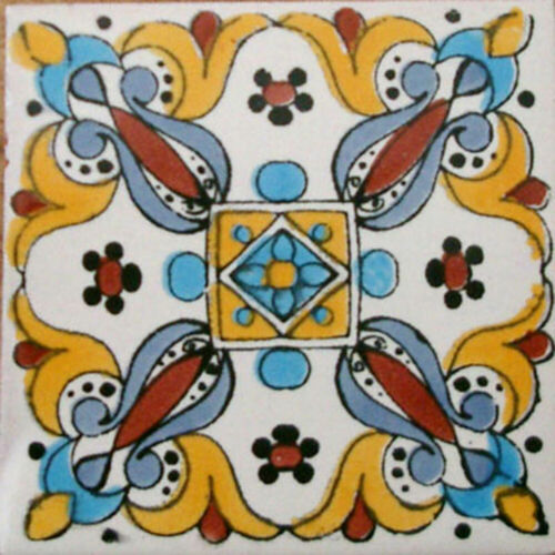 Mexican Tile sample Ceramic Handmade 4x4 inch #C082 GET MANY AS YOU NEED !! 
