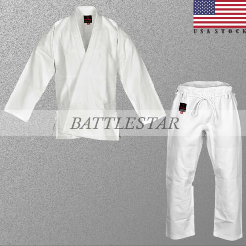 White Adult BJJ GI Brazilian Jiu-jitsu Judo Kimono Preshrunk IBJJF Uniform