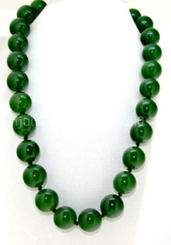 Exquisite Natural 8//10//12//14mm GREEN Jade Round Beads Gemstone Necklace 18/" AAA