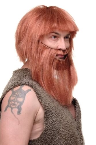 Wig & Beard Male Wig Carnival Viking Barbarian Rusty Red Red Viking Rj007 