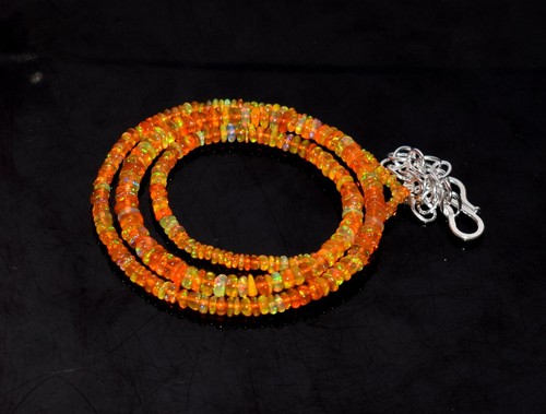 27Crt 16/"Natural Ethiopian Orang Opal Wello Fire Opal Gemstone Bead Necklace M06
