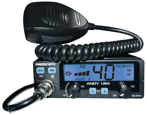 President Andy 12//24v CB Radio w//7 Color LCD Display Small Form Factor Compact