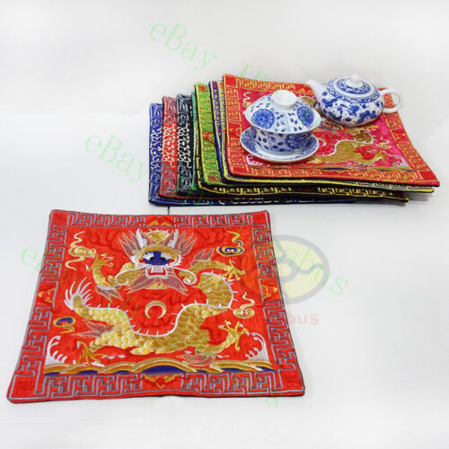 Placemats Tablemat 1/2/4/6PCS Hmong auspicious Dragon Embroidery square 25cm 10" 