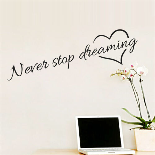 Never Stop Dreaming Wall Stickers Room Quotes Home Decor DIY Art Wall Decal、 L_D 