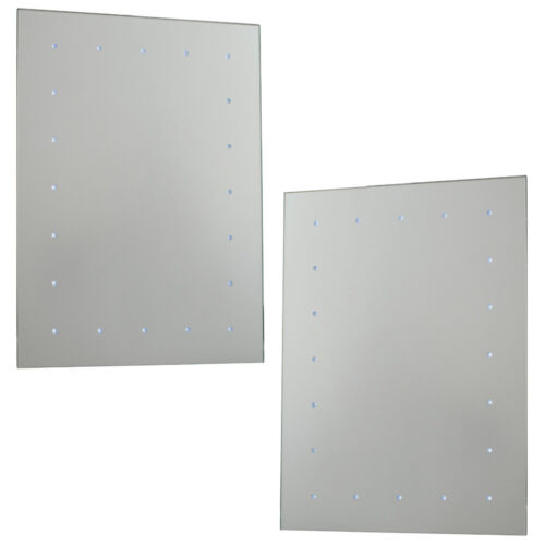 2 PACK IP44 LED Bathroom Mirror –60cm x 45cm– Battery Powered Wall Light Switch 