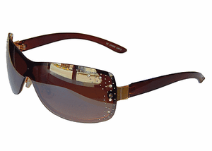 Sonnenbrille Damenbrille Gold Braun mit Strasssteinen Brille Monoglas 33 Brown