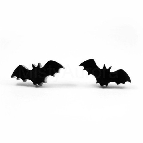 Kleiner Schwarz Fledermaus Ohrstecker Ohrringe Halloween Damen Schmuck Geschenk