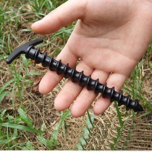 10Pcs Plastic Screw Spiral Tent Pegs Stakes Nail Outdoor Camping Awning Trip Kit 