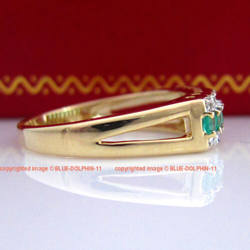 Genuine Natural Diamonds Emeralds Solid 9ct Yellow Gold Engagement Wedding Rings 