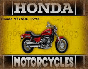 Honda VF750C 1995 Motocicleta Metal Tin Señal Cartel Placa de pared