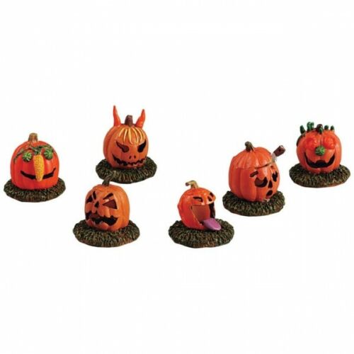 Set of 6-Halloween Village Hivernal LEMAX Spooky Town 52117-Pumpkin People