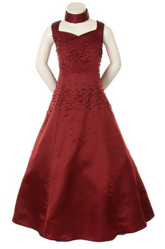 Girl National Pageant Wedding Formal Party Dress Burgundy size 6 8 10 12 14 16