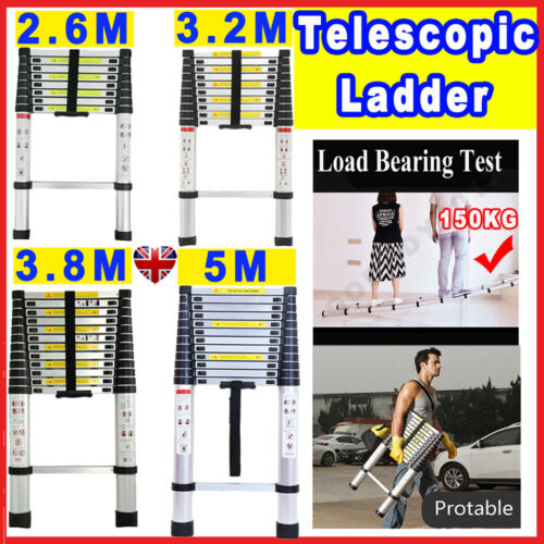 Multi-Purpose Aluminium Step Telescopic Folding Ladder Extendable Heavy Duty UK