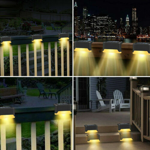 4/8/12X Solar LED Deck Lights Outdoor Path Garden Pathway Stairs Step Fence Lamp 