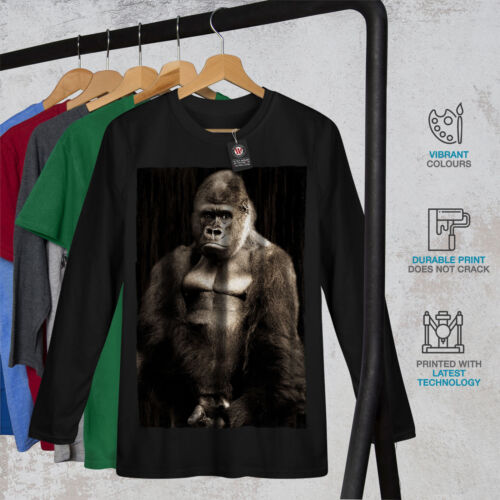 King Graphic Design Wellcoda Wild Animal Monkeys Mens Long Sleeve T-shirt