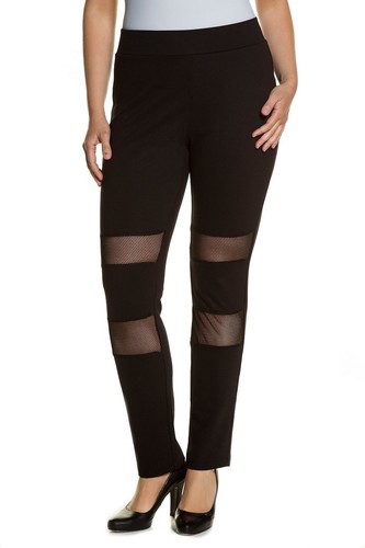 ULLA POPKEN Stretch Hose mit Mesheinsatz schwarz NEU