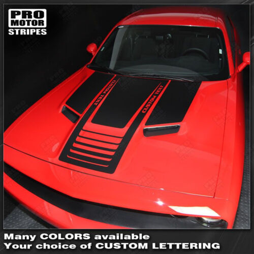 Choose Color Dodge Challenger 2008-2019 Hood Stripes Decals w// Optional Text