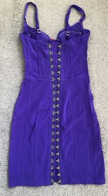 mint euc Agent Provocateur bright purple gold corset dress lace net 34C sz 2 4
