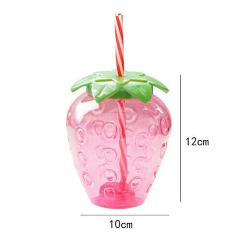 500ml Summer Cute Strawberry Straw Cup Plastic Cup Tea Milk Cup L6P5 
