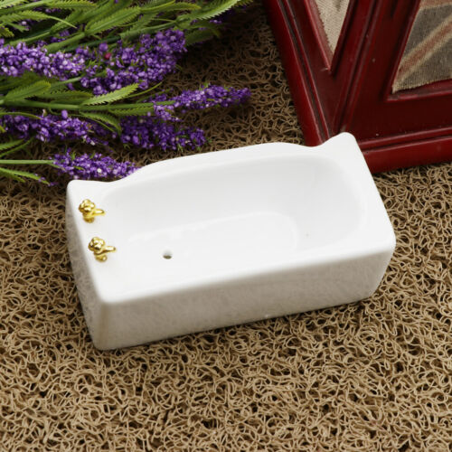 1/12 Ceramic White Square Bathroom Bathtub Doll House Furniture Micro Model 