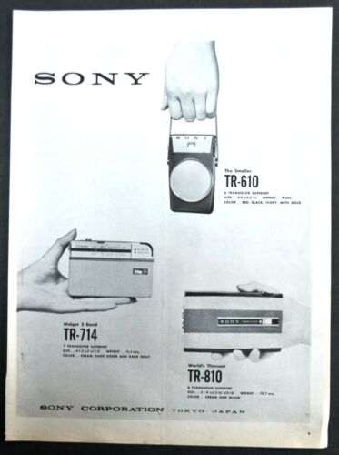 1959 Sony TR 610 TR-714 Transistor Radio vintage print Ad RARE International ad
