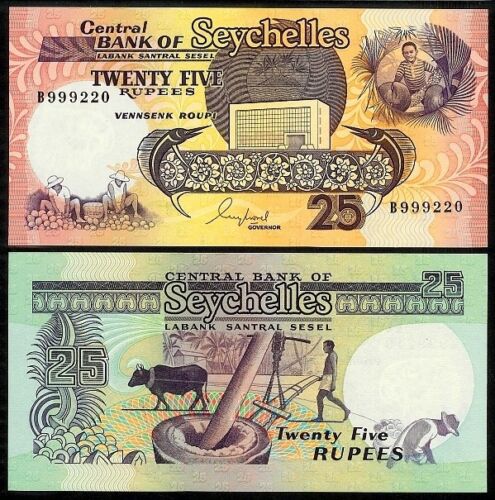 1989 SEYCHELLES 25 RUPEES ND P33 UNCIRCULATED