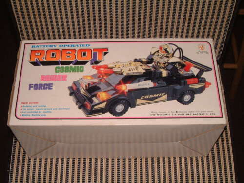 COSMIC RAIDER FORCE ROBOT ~ VINTAGE NOS BATTERY OPERATED CAR IN ORIGINAL BOX! 