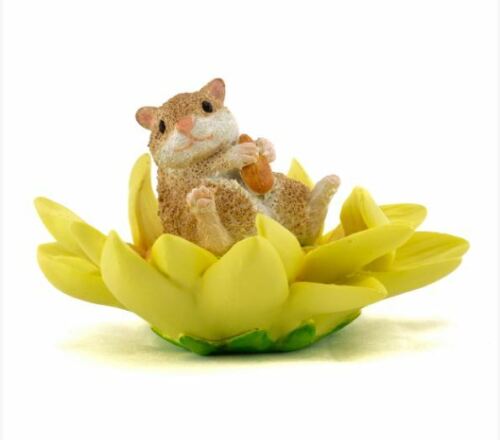 Miniature Dollhouse FAIRY GARDEN Figurine ~ Mini Hamster on Sunflower 