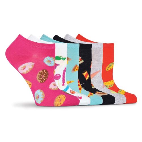 K.Bell Bright Colored assorted Donuts No Show Set of 6 Pack Ladies Socks New